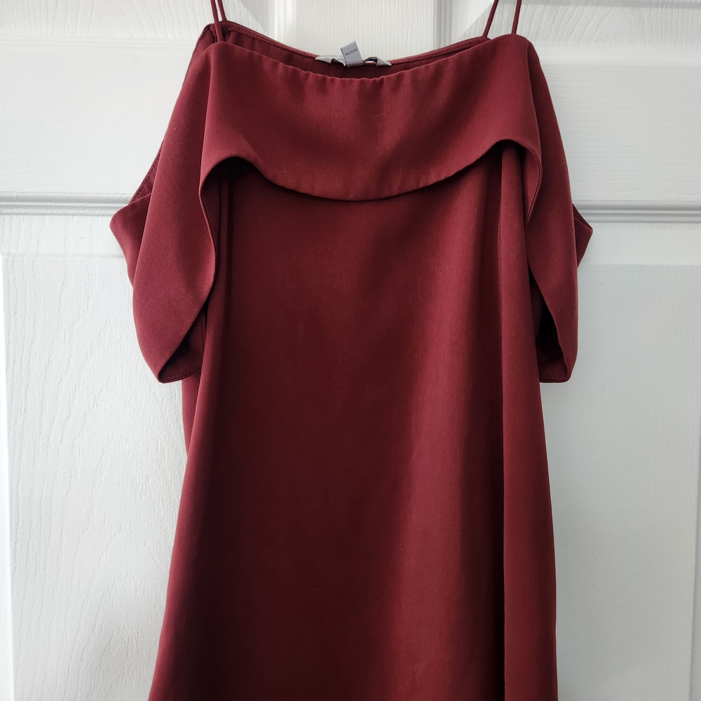 Naked Zebra Burgundy Cold Shoulder Blouse